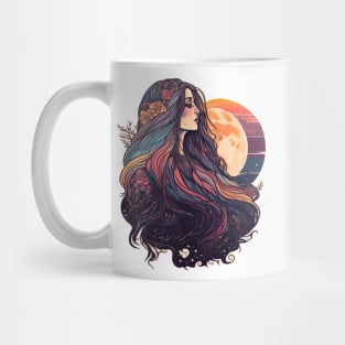 Retro Rainbow Moon Goddess Mug